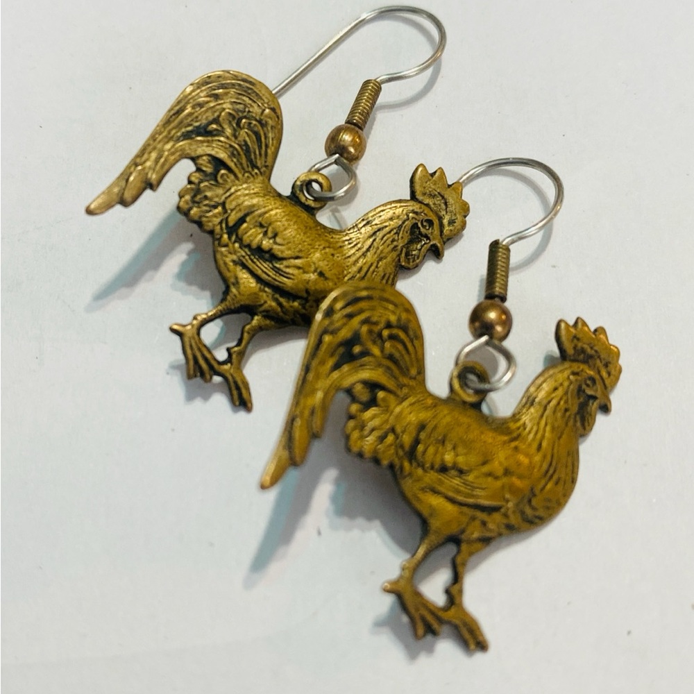 FREE with any purchase Gold Rooster Dangle Earrings